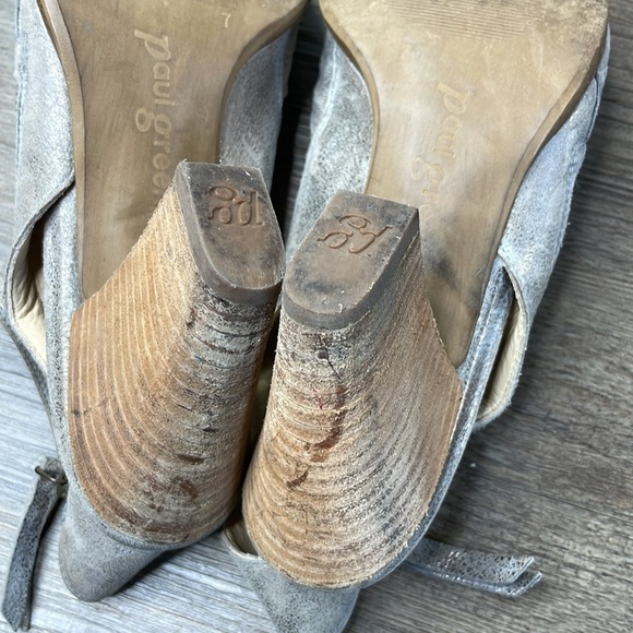 PAUL GREEN Women’s 'Cayenne' Leather Metallic Smoke Peep Toe Bootie Heel, size 7 - Picture 11 of 11